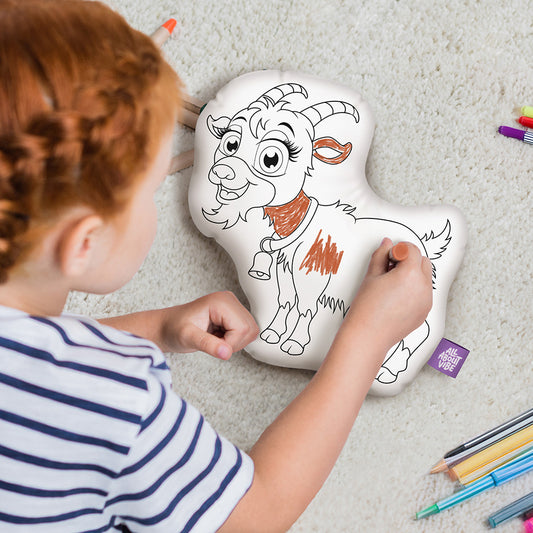 10" Almohada para colorear de cabra