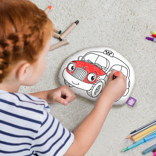 10" Cojín para colorear de Taxi Pequeño