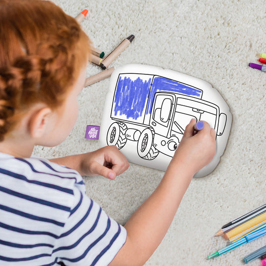 10" Almohada para colorear de camión pequeño