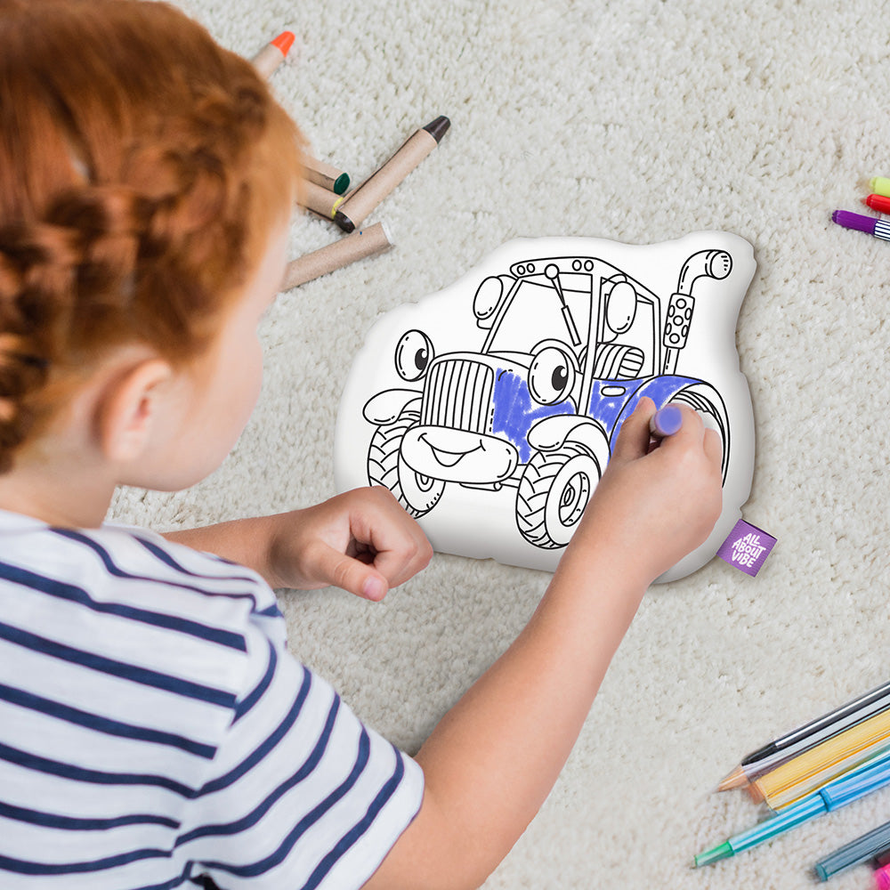 10" Little Tractor Coloring Pillow