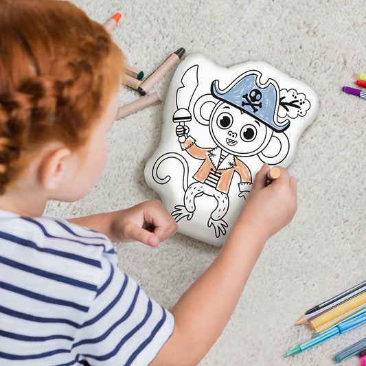 10" Almohada para Colorear de Mono Pirata