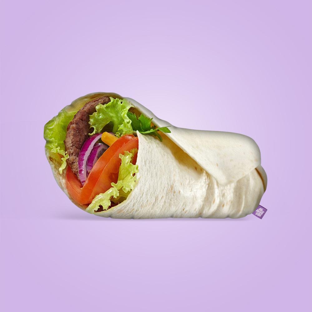 Todo sobre la almohada Vibe Burrito - Diseño inspirado en comida con forma personalizada, suave tejido de felpa, estampados vibrantes, perfecta para cualquier espacio, lista para regalar