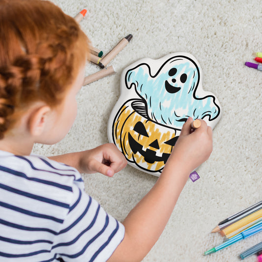 10" Almohada para colorear de fantasmas y calabazas de Halloween