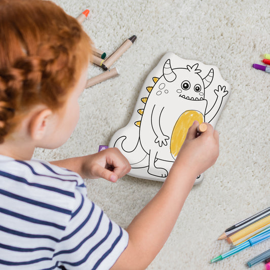 10" Almohada para Colorear con Monstruos Amigables de Halloween