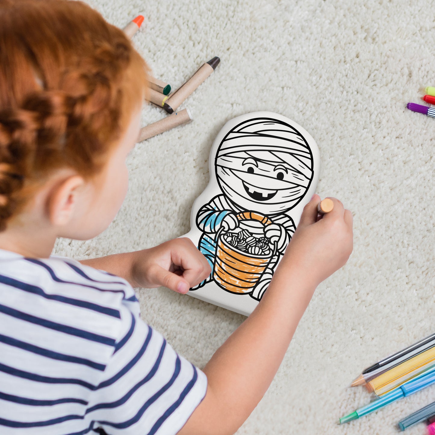 10" Halloween Mummy Trick-or-Treat Coloring Pillow