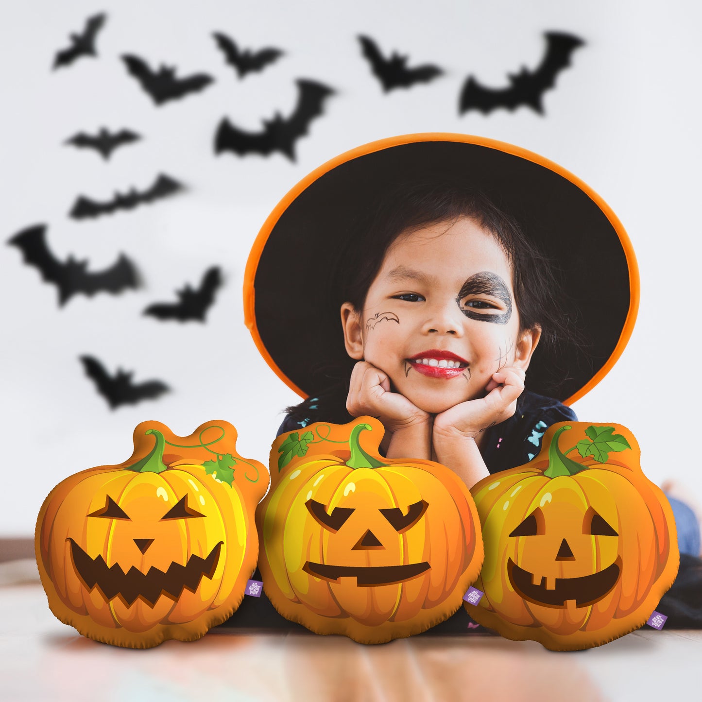 10" Mini Size Halloween Pumpkin 3pcs Pillow Set