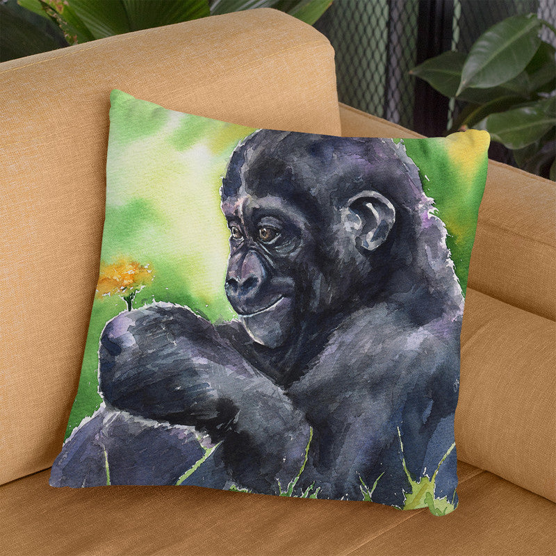 Gorilla Baby Throw Pillow By George Dyachenko – All About Vibe