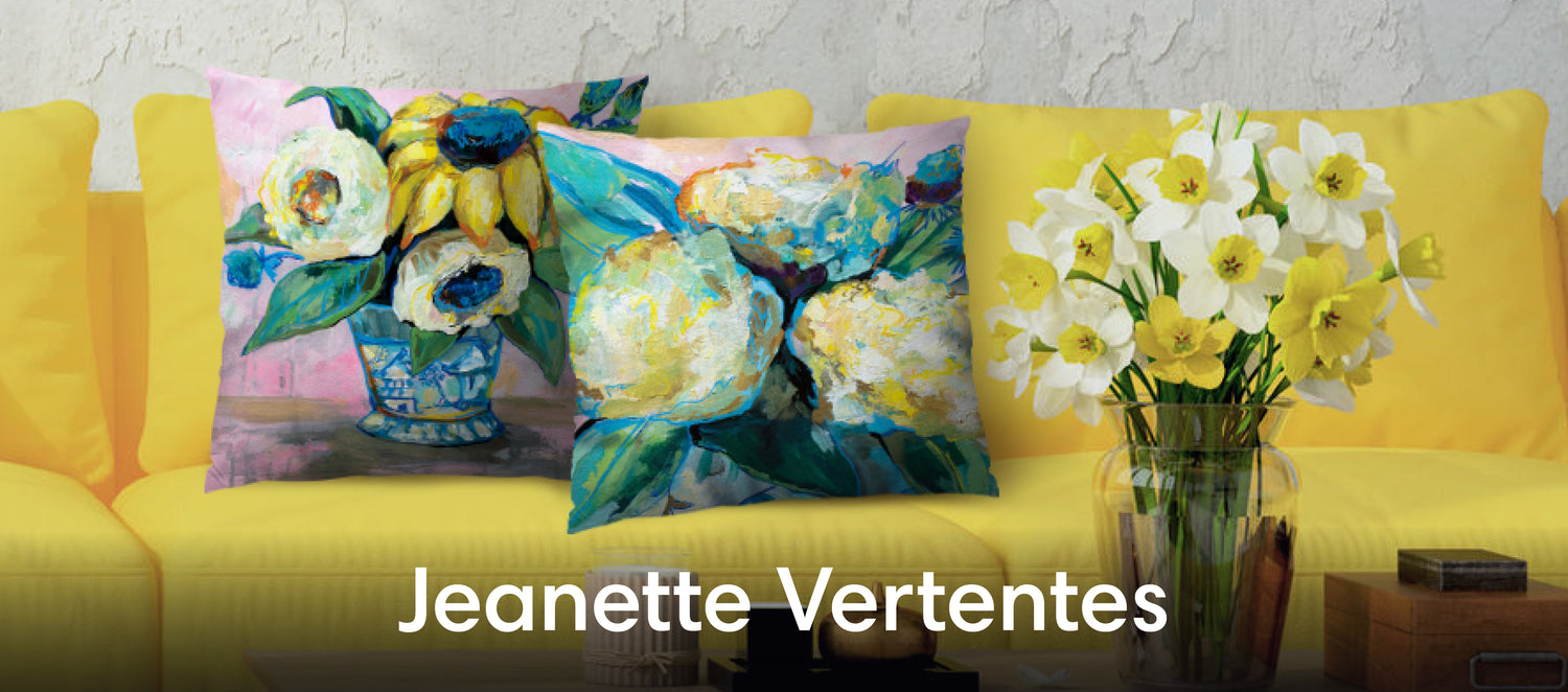Jeanette Vertentes Throw Pillows