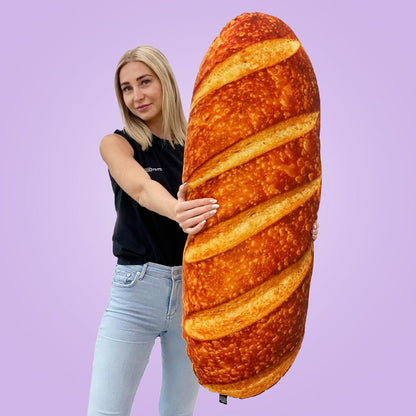 Todo sobre la almohada Vibe con forma de pan: diseño personalizado, tela de felpa suave, estampados vibrantes, perfecta para cualquier espacio, lista para regalar