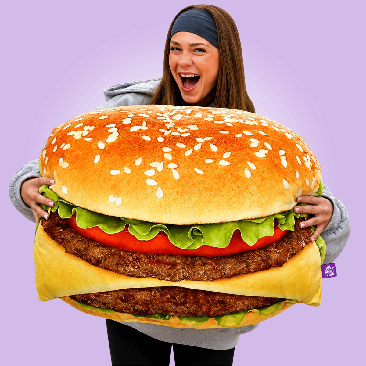 Large Burger Pillow | All About Vibe (auction)