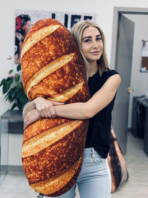 Todo sobre la almohada Vibe con forma de pan: diseño personalizado, tela de felpa suave, estampados vibrantes, perfecta para cualquier espacio, lista para regalar
