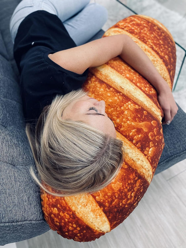 Todo sobre la almohada Vibe con forma de pan: diseño personalizado, tela de felpa suave, estampados vibrantes, perfecta para cualquier espacio, lista para regalar