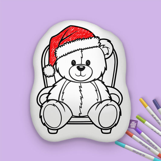 Christmas Color Your Own Holiday Teddy Bear Pillow