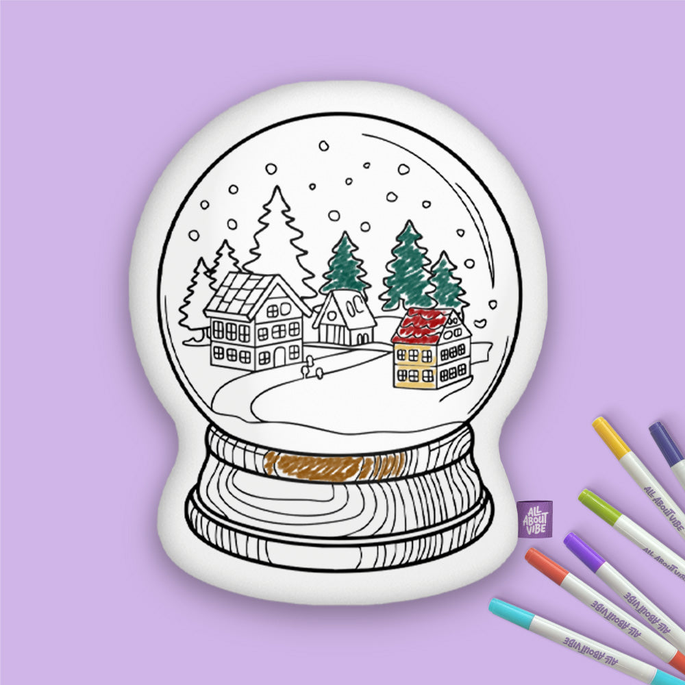 Christmas Color Your Own Snow Globe Pillow