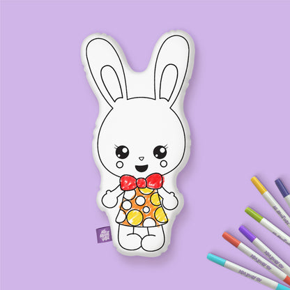 Easter Bunny Girl Coloring Pillow