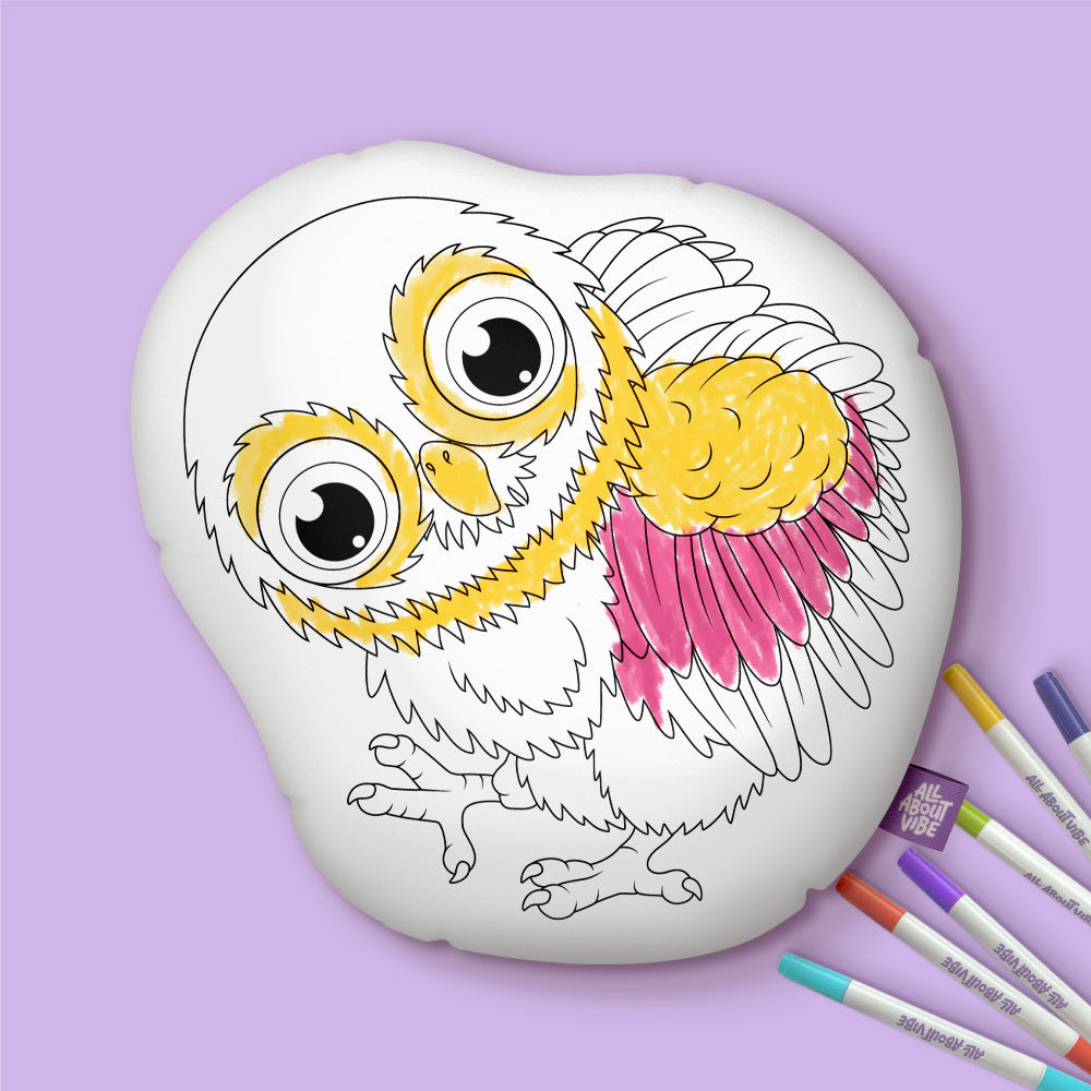 10" Almohada para colorear de búho bebé