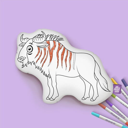 10" Bison Coloring Pillow