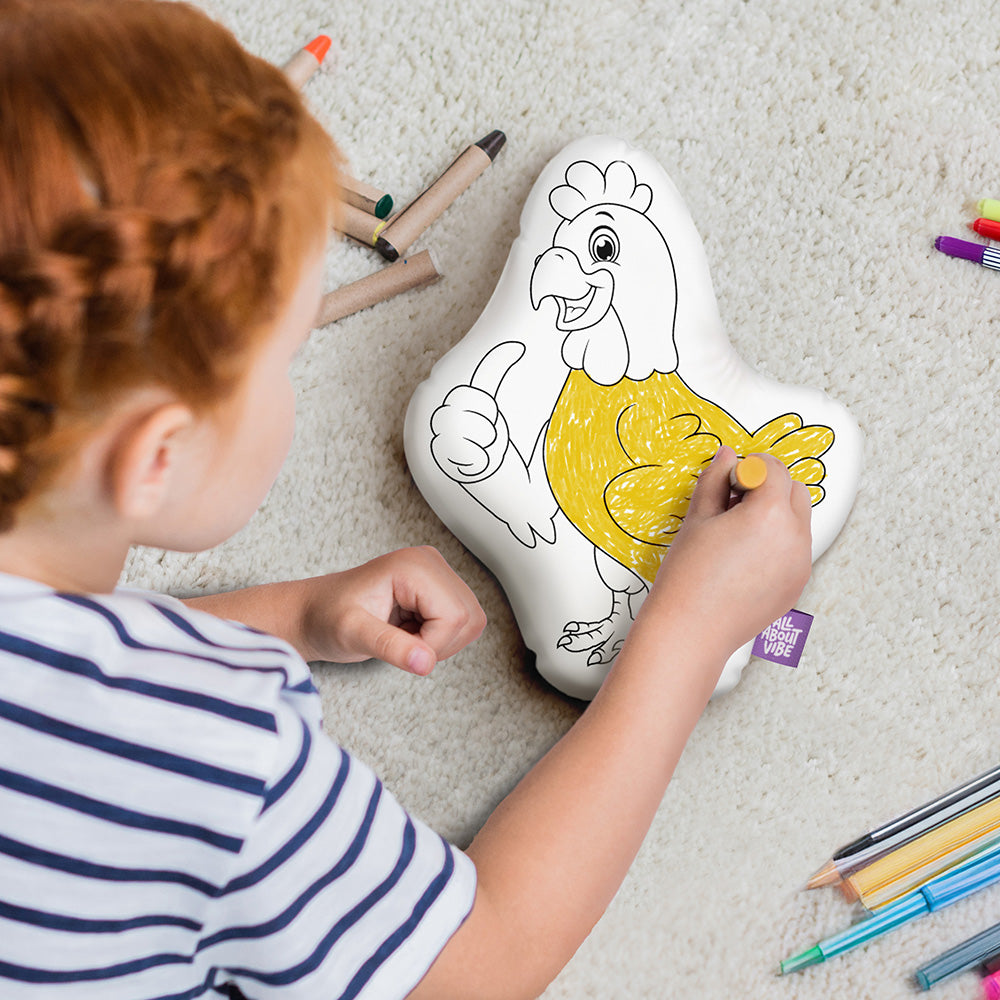 10" Chicken Coloring Pillow