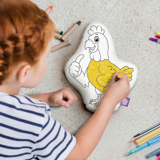 10" Chicken Coloring Pillow