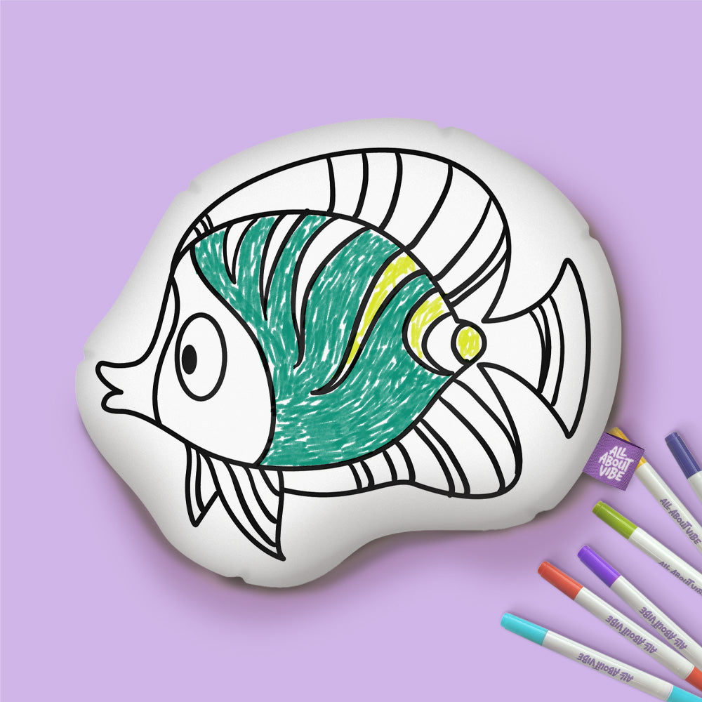 10" Almohada para colorear de peces