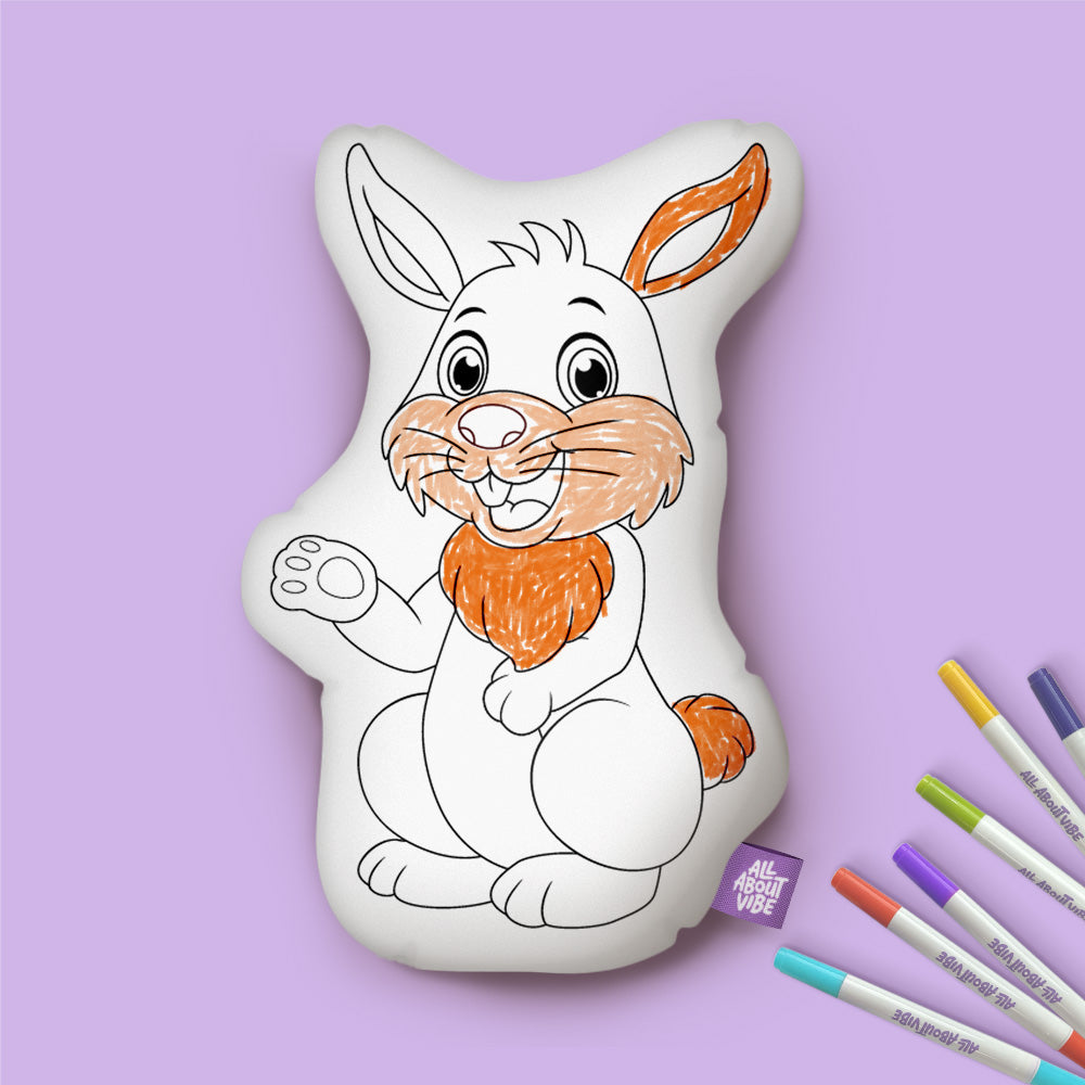 10" Rabbit Coloring Pillow