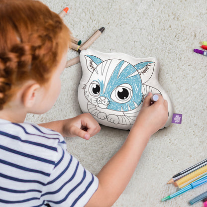 10" Kitten Coloring Pillow