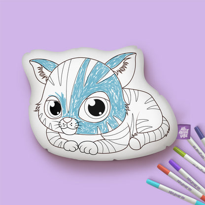 10" Kitten Coloring Pillow