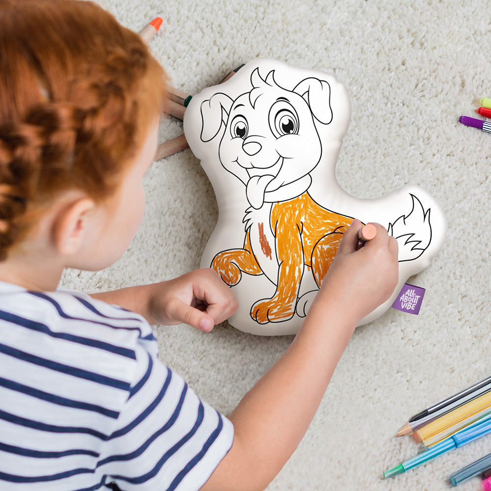 10" Puppy Coloring Pillow