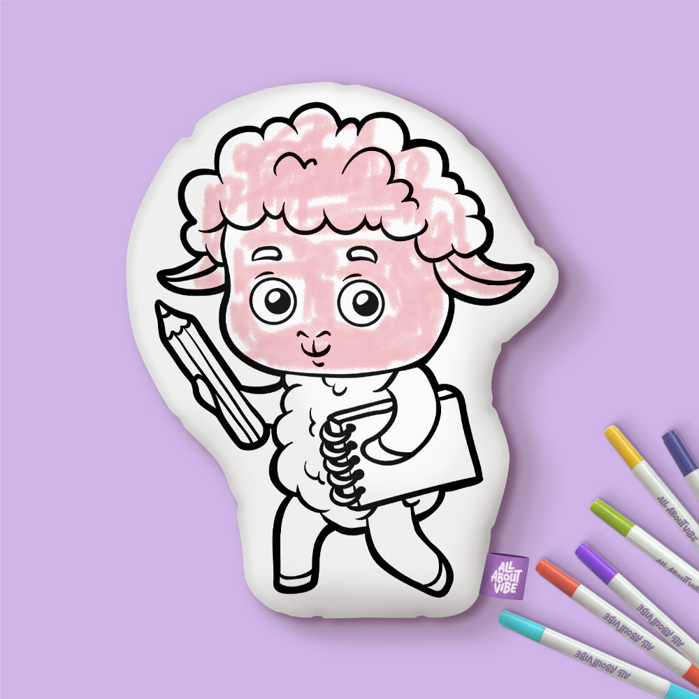10" Sheep Coloring Pillow