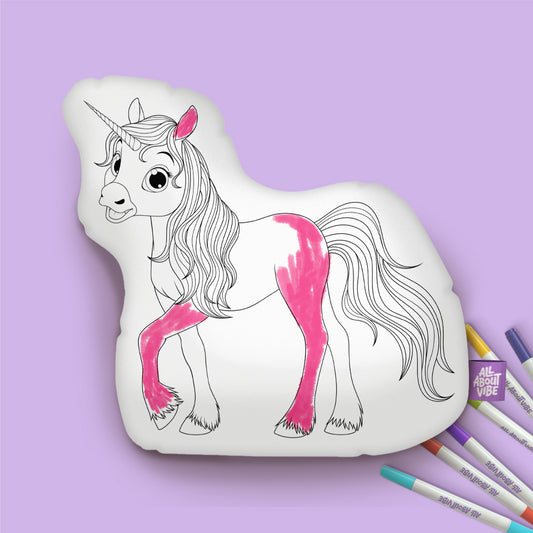 10" Almohada para Colorear de Unicornio