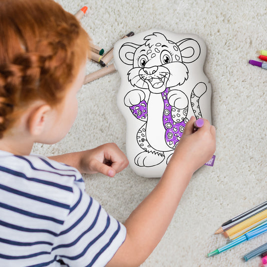 10" Cheetah Coloring Pillow