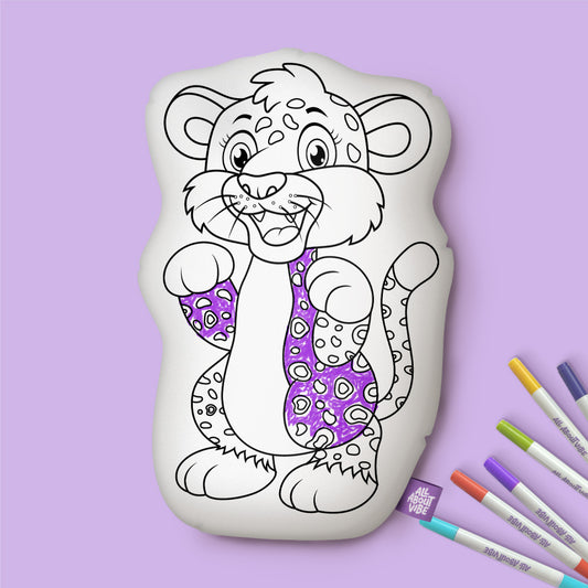 10" Cheetah Coloring Pillow