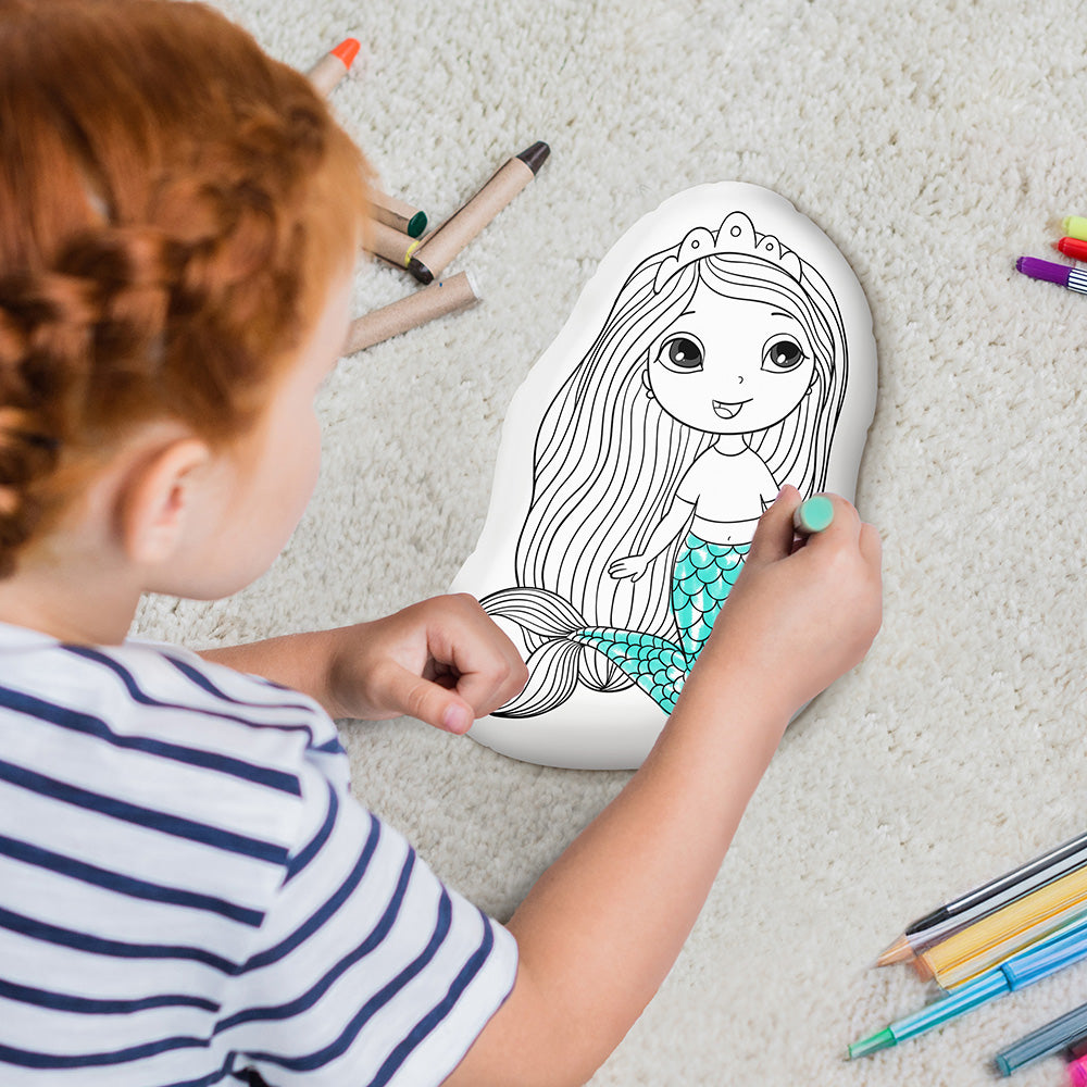 10" Hermoso Cojín para Colorear de la Sirenita