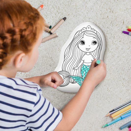 10" Beautiful Little Mermaid Coloring Pillow