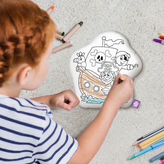 10" Almohada para Colorear de Barco Pirata