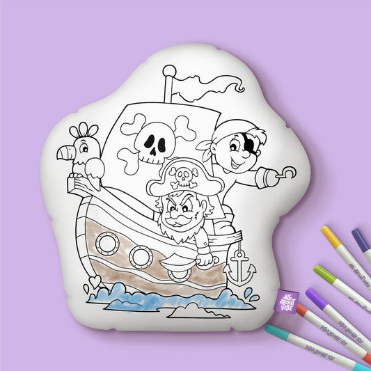 10" Almohada para Colorear de Barco Pirata