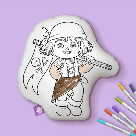 10" Almohada para Colorear de Chica Pirata