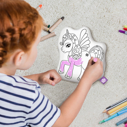 10" Magical Unicorn Coloring Pillow