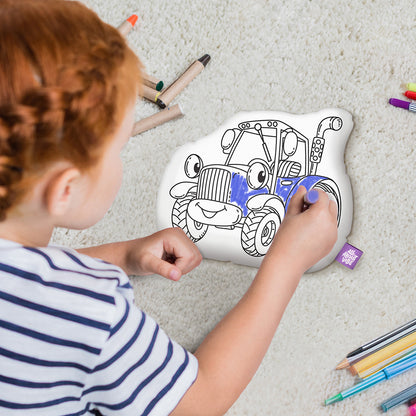 10" Little Tractor Coloring Pillow