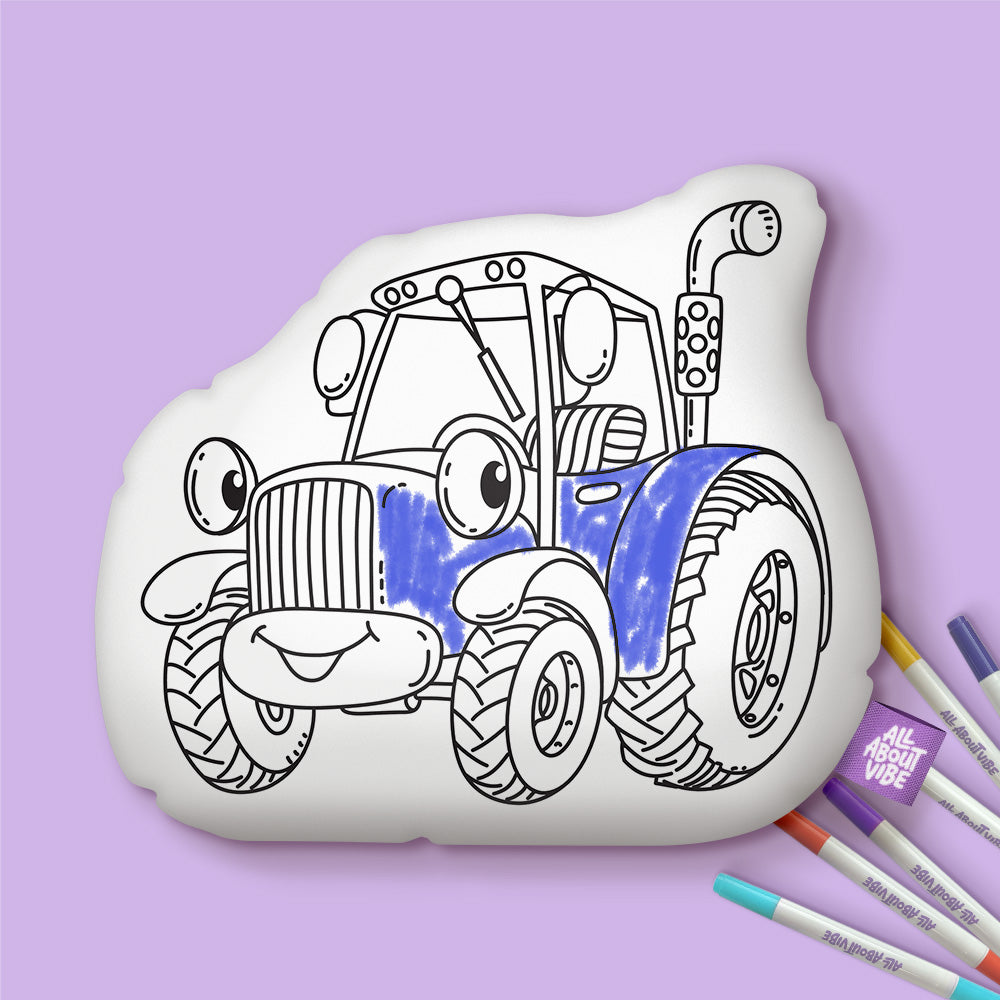 10" Little Tractor Coloring Pillow