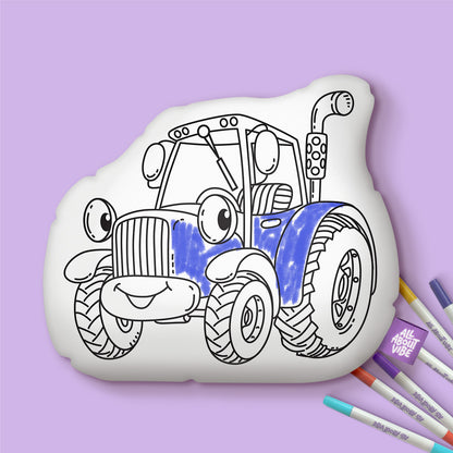 10" Little Tractor Coloring Pillow