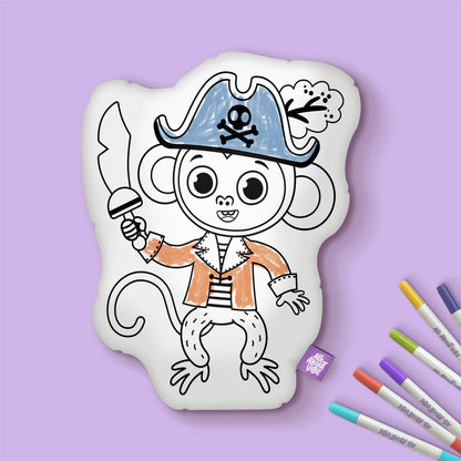 10" Pirate Monkey Coloring Pillow