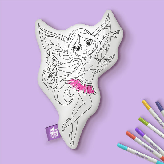 10" Cute Fairy Coloring Pillow
