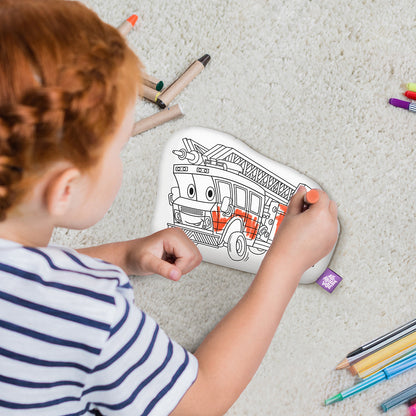 10" Almohada para colorear de camión de bomberos