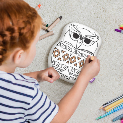 10" Owl Coloring Pillow