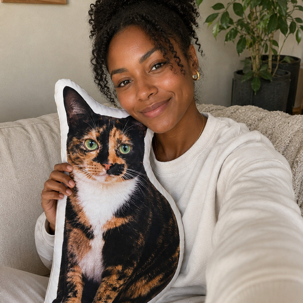 Die-cut to your calico's exact silhouette