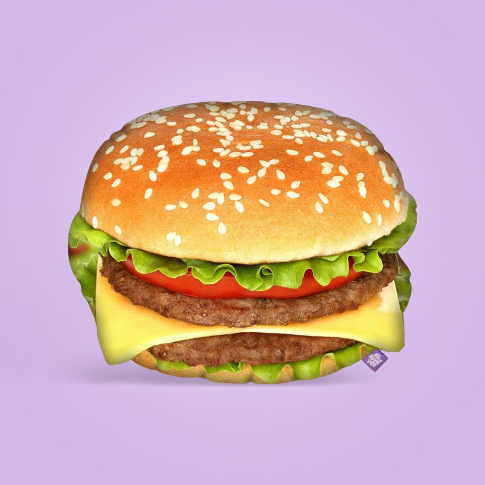All About Vibe Burger Pillow - Custom Shape, Soft & Huggable, Vibrant Prints, Perfect for Any Space, Made-to-Order, Unique Design
