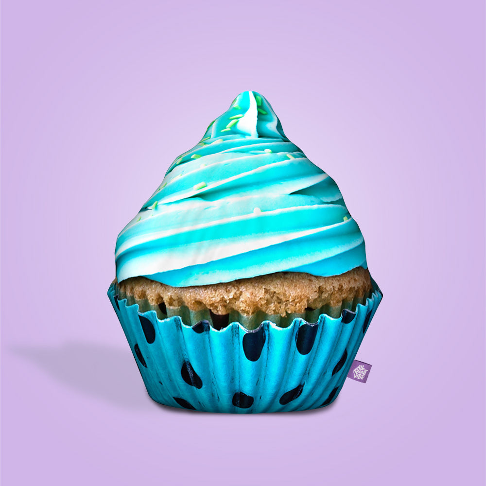 Blue Cupcake Throw Pillow By All About Vibe