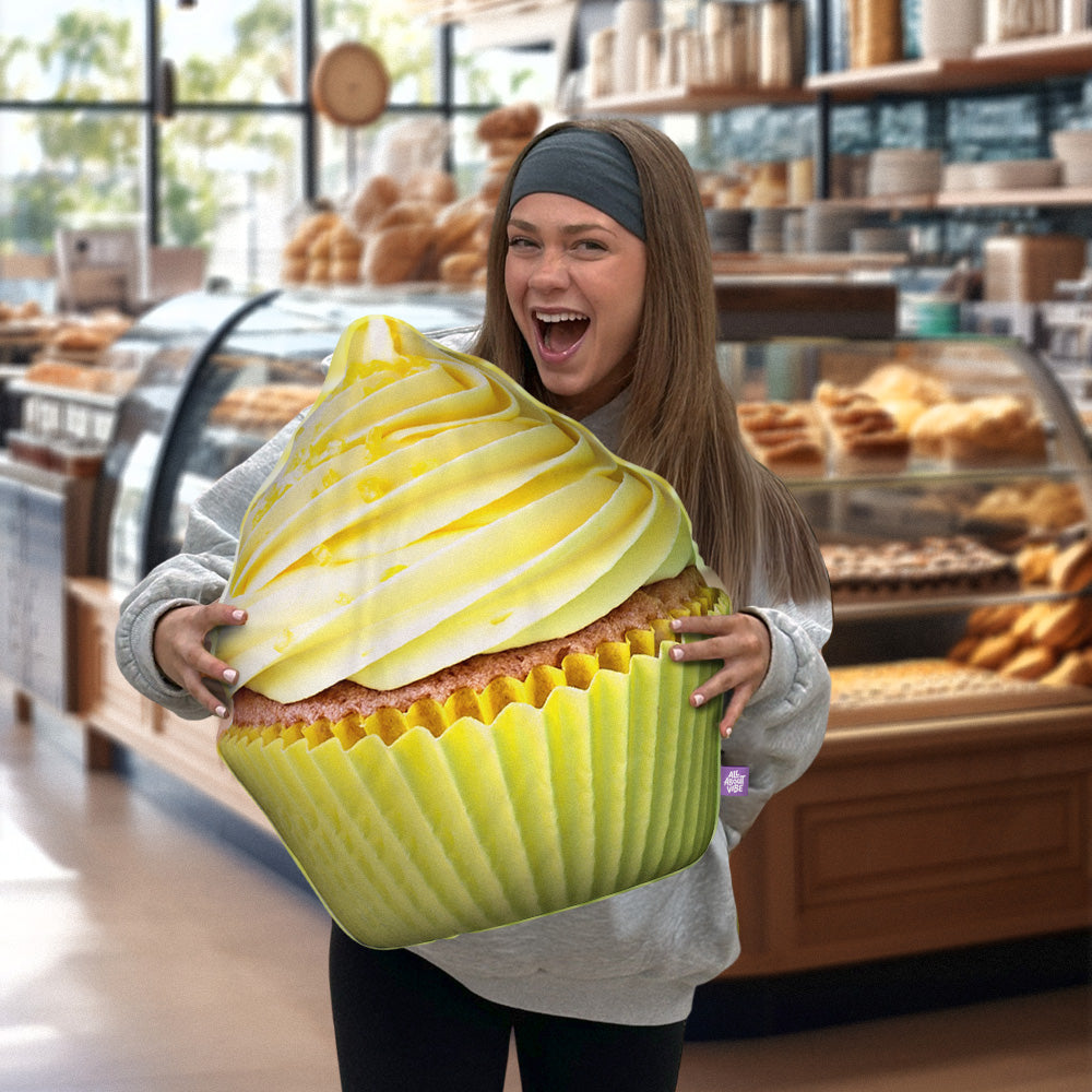 Yellow Cupcake Throw Pillow By All About Vibe