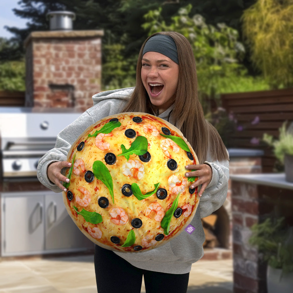 Pizza With Shrimp Throw Pillow By All About Vibe